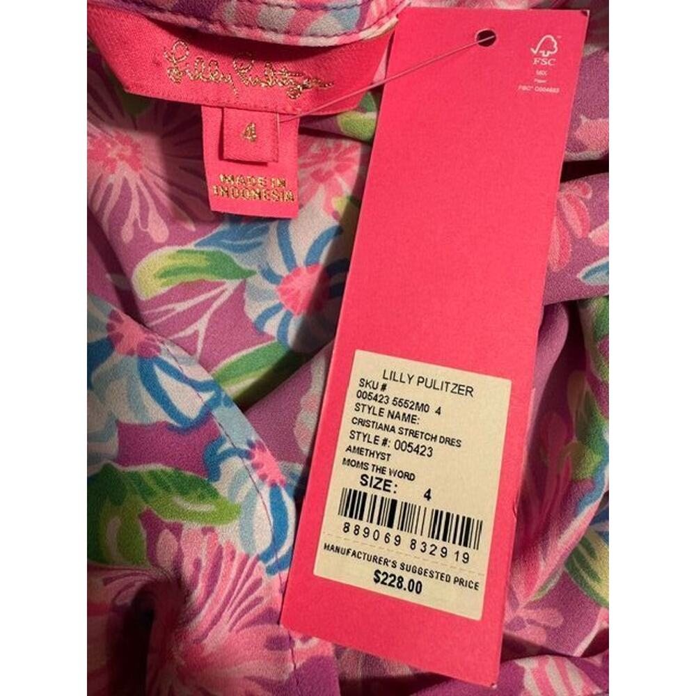 Lilly Pulitzer Cristiana Stretch Dress Mom's the Word Sz 4 NWT - Picture 4 of 4